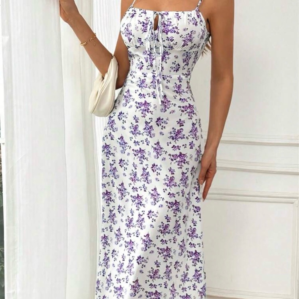 SHEIN Purple Floral Midi Dress